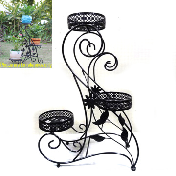 Decoración del jardín Tierra decorativa Ground Metal 3 Flowerpot Rack